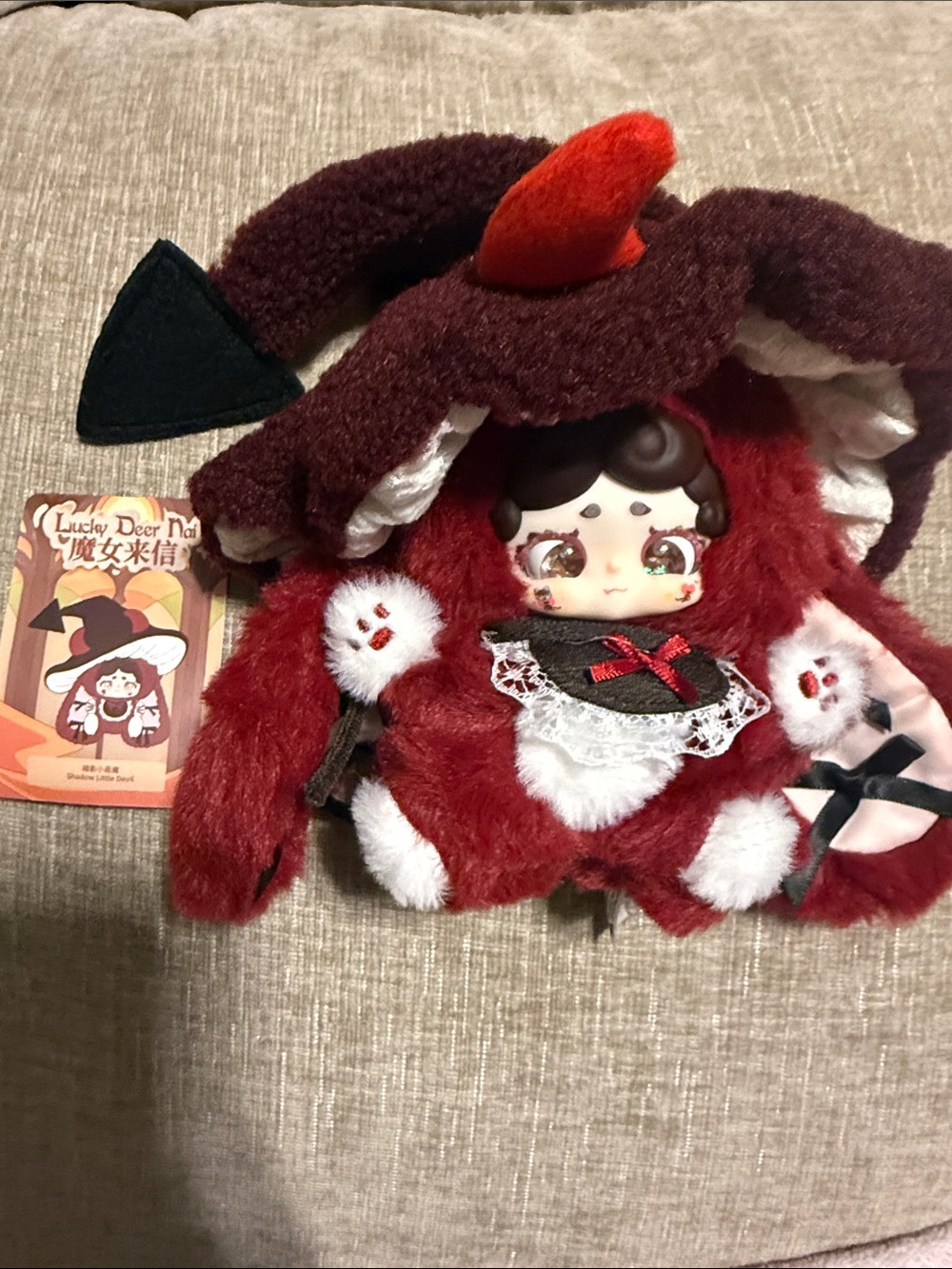 Lucky deer Nai hat series Red Plush Witch Doll - Toy shadow little Devil